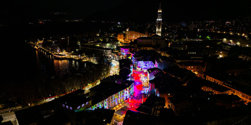 Christmas atmosphere in the city with christmas lights