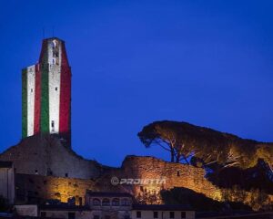 Proiezione della bandiera italiana