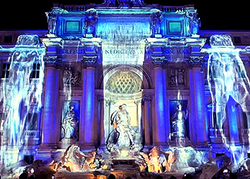 Spettacolo di video mapping su grandi superfici