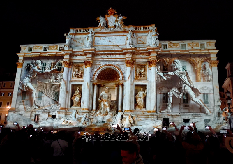 Fontana di Trevi, video mapping per gli internazioni di Tennis BNL