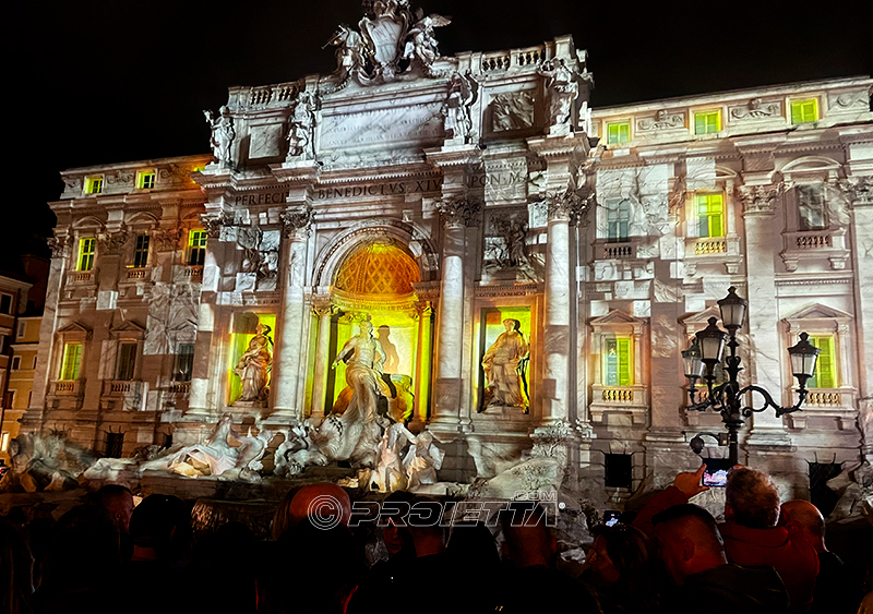 Fontana di Trevi, video mapping per gli internazioni di Tennis BNL